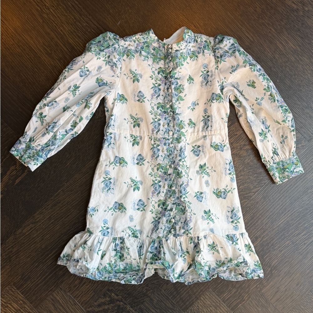 Marlo Floral Long Sleeve Button Dress with Ruffle size 5